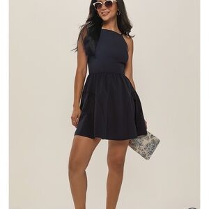 Navy Blue Lorena Halter Mini Dress